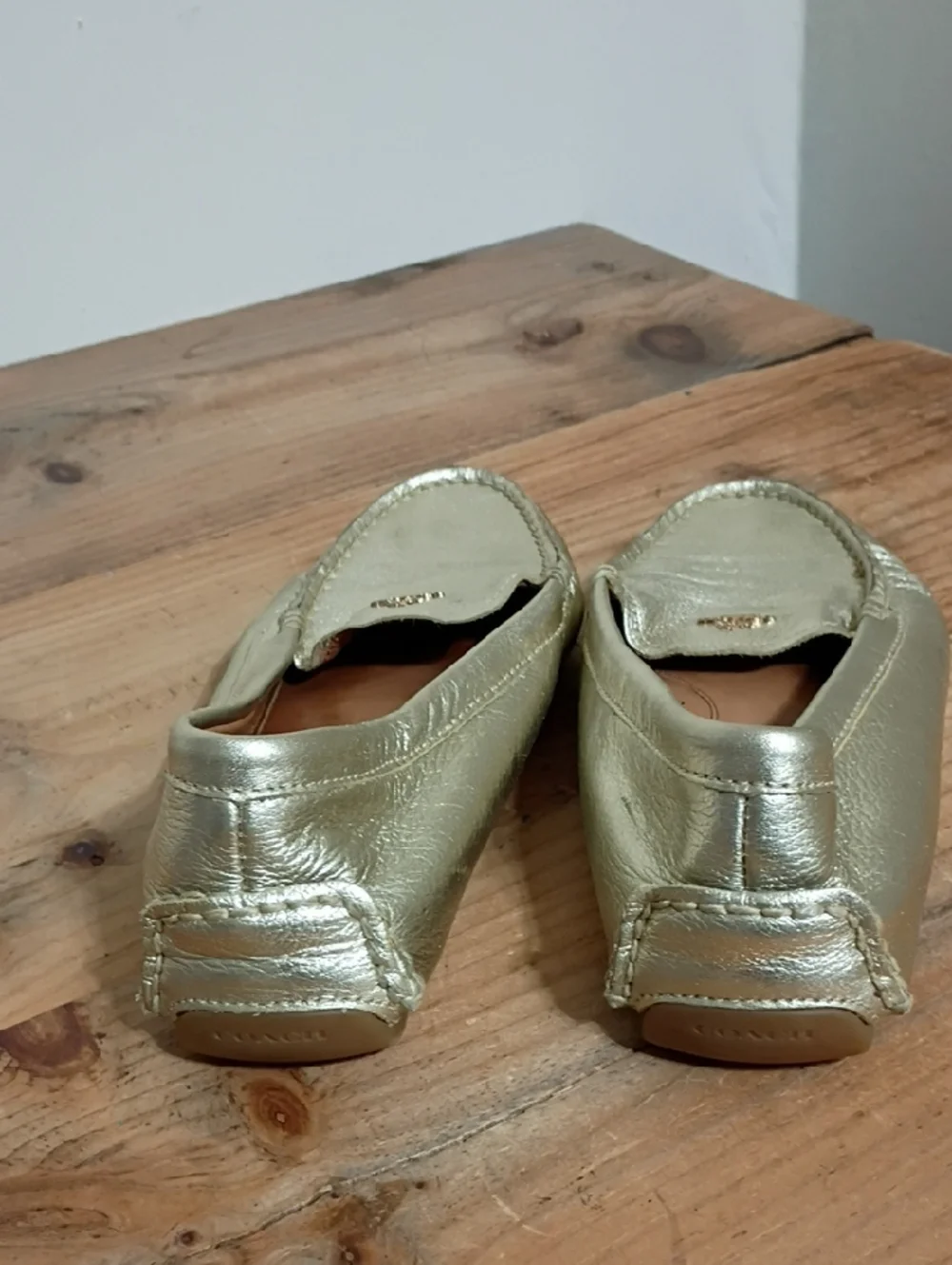 Coach Gold Amber Metallic Slip On Loafer Size 8.5 - Picture 8 of 9
